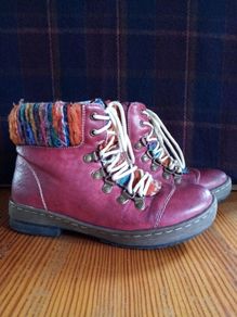 Redz warm colourful ankle boots lined 37 4 red burgendy laced