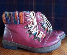 Redz warm colourful ankle boots lined 37 4 red burgendy laced