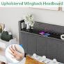 Single Bed Frame with Storage Headboard Shelf, 3ft Upholstered Image 4