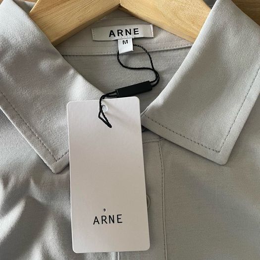 Arne Polo Shirt Mens Medium Light Grey Short Sleeve Preppy