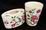 Vintage vanity set Old foley Chinese rose pattern
