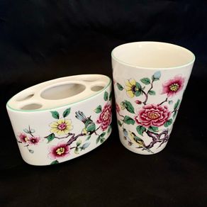 Vintage vanity set Old foley Chinese rose pattern