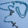 Vintage Rosary with Blue Crystal Beads length 15" Image 2