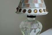 Small decorative colourful glass candle lamp holder