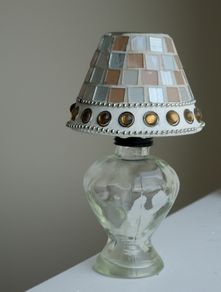 Small decorative colourful glass candle lamp holder