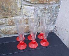 6 heart champagne glasses
