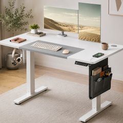 Electric Height Adjustable Standing Desk with Storage Pocket