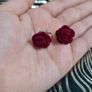 Clip on red rose earrings Image 4
