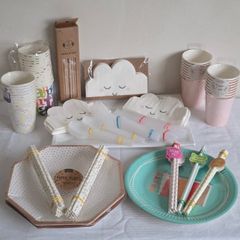 Birthday Party Tableware Bundle - Ginger Ray Plates Cups Napkins Straws