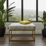 Gray Fabric Square Ottoman 60x60 Metal Frame Image 2