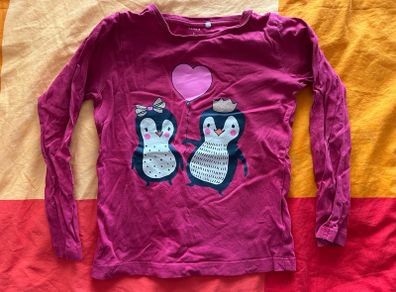 Cute pink long sleeved top for a girl, with penguins, size 116cm (5-6 years)