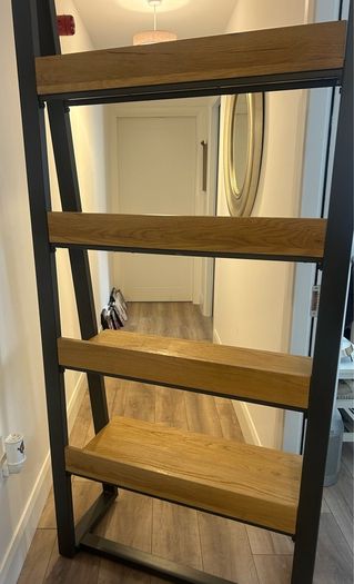 Oak & metal bookcase