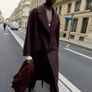 Zara Oversized Long Wool Blend Coat Burgundy  XL - NWOT Image 6
