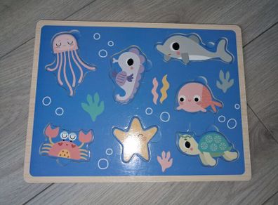 Under The Sea Wooden Insert Creature Puzzle - 7 Creatures - Age - 12 Months +