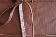 VINTAGE tan genuine leather A-Line skirt with leather tie belt Sz M (Fit 10--12UK)