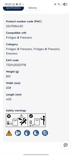 Electrolux freezer drawer