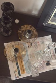Selection of vintage glass candlesticks