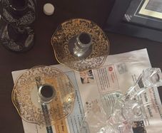 Selection of vintage glass candlesticks