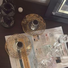 Selection of vintage glass candlesticks