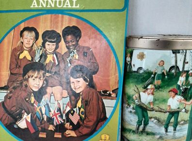 vintage brownie 1972 annual and girl scouts tin