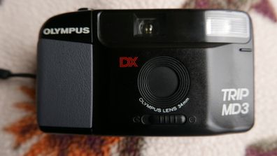 Olympus Trip MD3 35mm Film Point and Shoot Camera Black Tested Working