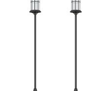 Set of Two 1.8m Traditional Style Solar Lamp Posts - Black