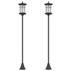 Set of Two 1.8m Traditional Style Solar Lamp Posts - Black