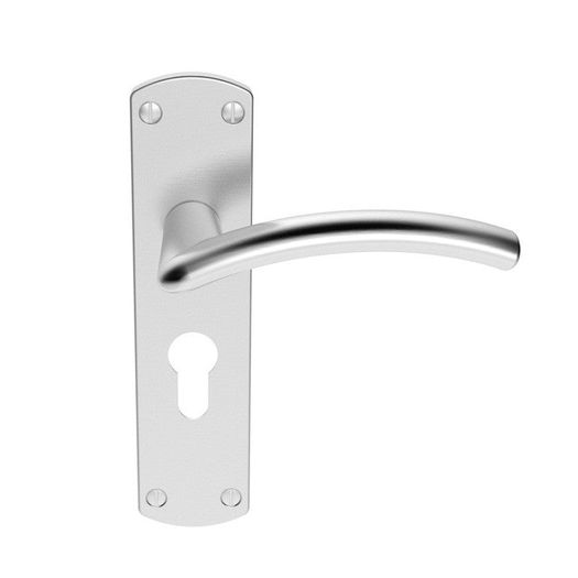 Serozzetta Tres Lever On Backplate Door Handle Lock 57mm C/C Satin Chrome Colour Sold In Pairs