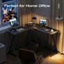 L Shaped Gaming Desk, 120/120 cm Corner Computer Desk for Gaming, Home, Office, Carbon Fibre Black Image 5