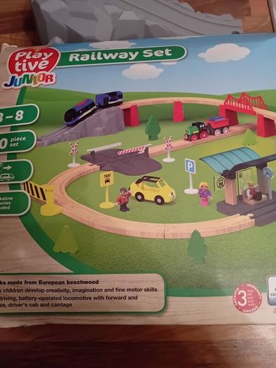 Wooden train set with figures