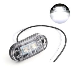 White LED Side Marker Clearance Indicator Lights 2 LED Clear Lens Waterproof 12V Trailer Lorry Van Bus Boat Marine LED Marker
