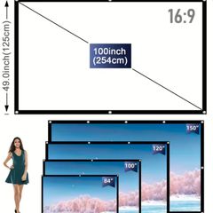 Portable Wrinkle Free Lightweight Projector Screen Home Outdoor  Projection Curtain Fabric