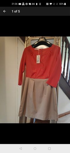 Coral Dress brand new chic beige two part look cute date smart mini party with zipper at the back Size S UK 8