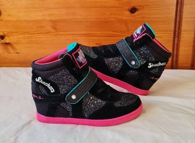 skechers hydee hytops plus 2  Size 4 eu 37 black sparkle in excellent condition