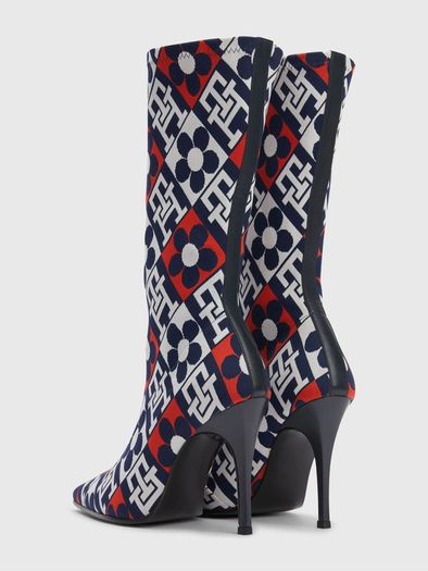 Tommy Hilfiger pointed block-monogram stiletto boots