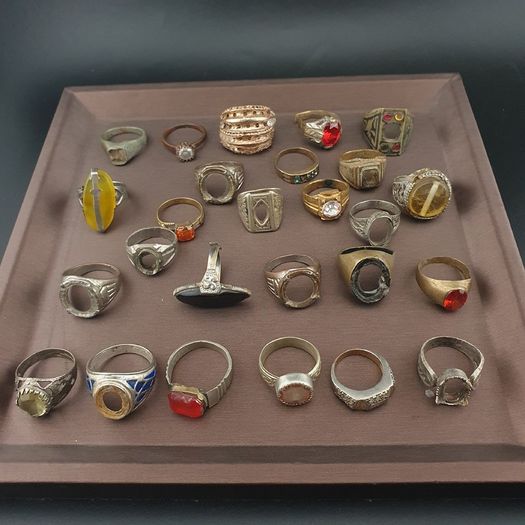 Lot of 24 Antique Rings  Mixed Brass Damaged Antique Style Ring Collection
