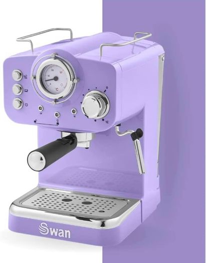 Retro Pump Espresso Coffee Machine, Purple, 15 Bars of Pressure, Milk Frother, 1.2L Tank MTIPLE COLOURS AVAILABLE, SEE PHOTOS (FREE POSTAGE)