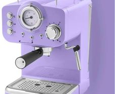 Retro Pump Espresso Coffee Machine, Purple, 15 Bars of Pressure, Milk Frother, 1.2L Tank MTIPLE COLOURS AVAILABLE, SEE PHOTOS (FREE POSTAGE)