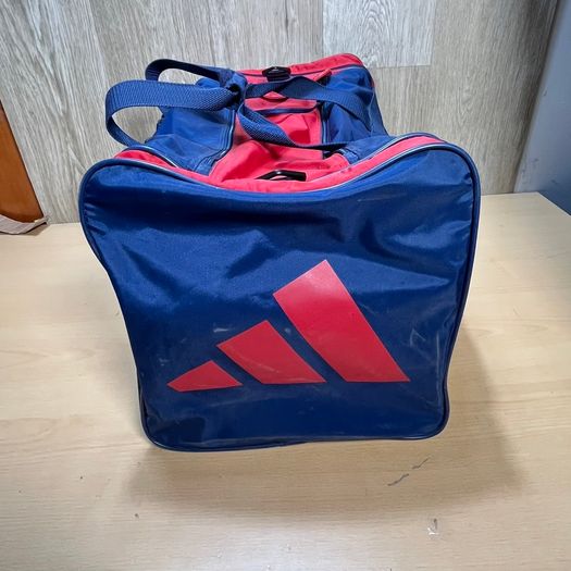 Adidas Duffle Bag - Blue Red Gym Travel Sports - Spell Out - 90s