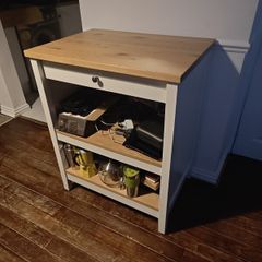 IKEA TORNVIKEN Kitchen Island with Solid Wood Top and Storage