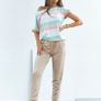 set of trousers, a short-sleeved bat-type blouse Image 2