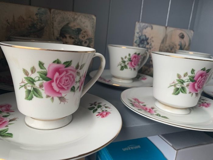 Vintage Delicate Pink Rose Tea Set