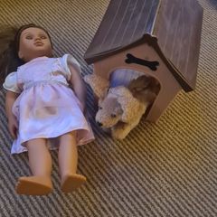 Our generation dolls and dog with house