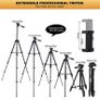 Phone Tripod for iPhone 55inch/140cm, Extendable Mobile Phone Tripod Stand, Portable Camera Tripod Stand for filming with Wireless Remote Shutter and Holder Mount, Black Image 2
