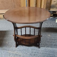 Vintage Oval Coffee Table with Lower Magazine Shelf