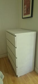 Malm - painted chest of drawers and 2 bedside lockers