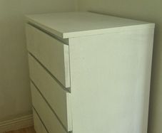 Malm - painted chest of drawers and 2 bedside lockers