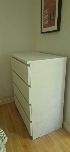 Malm - painted chest of drawers and 2 bedside lockers