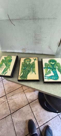 Set of 3 small plaques from Book of Kells is 14 x 10 CM. approx.