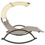 Double Sun Lounger with Canopy Textilene Taupe and Cream Image 7